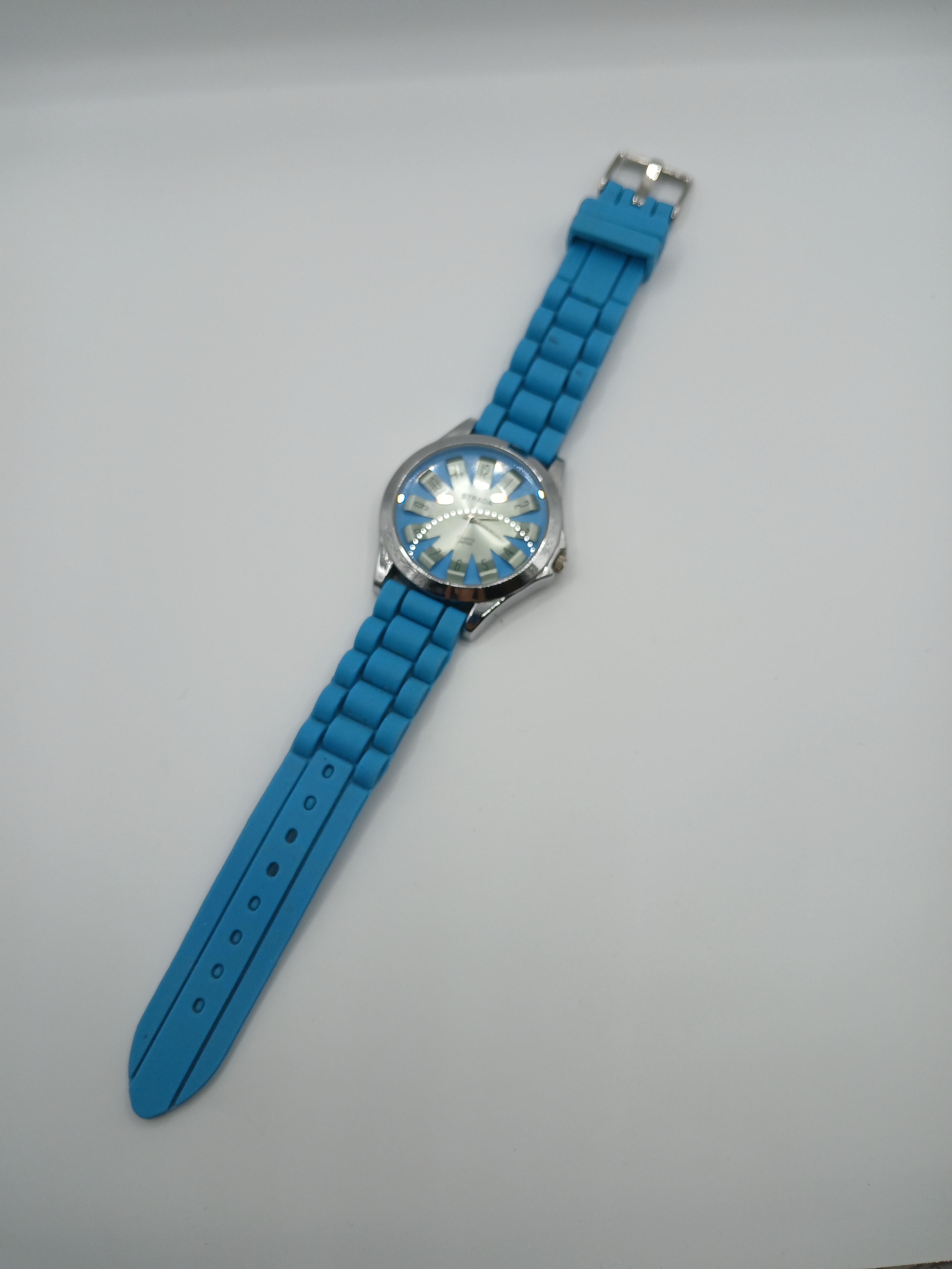 Strada Japanese Movement Watch With Sky Blue Jelly Band And Stainless Steel
